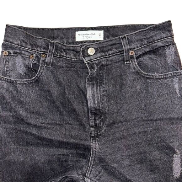 Abercrombie & Fitch The 90's Straight Ultra High Rise Distressed Denim Jean - Picture 3 of 7